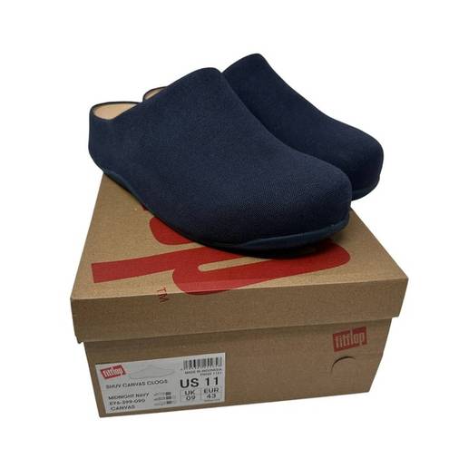 FitFlop  Women's Size 11 Shuv Canvas Clogs Midnight Navy Comfort Shoes NEW