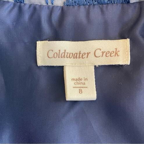 Coldwater Creek  Blue And Gray Embroidered Fabric Blazer Jacket Size 8