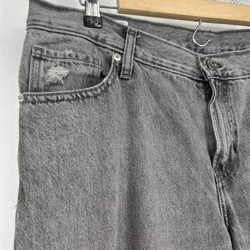 Gap  Low Stride Wide Leg Jeans Baggy Gray Wash Ripped Mid Rise Size 12 / 31L Long