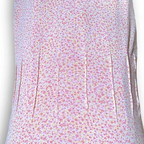 J.Jill Vintage  Dress Pink White Ditzy Floral Print Sleeveless Scoopneck Maxi