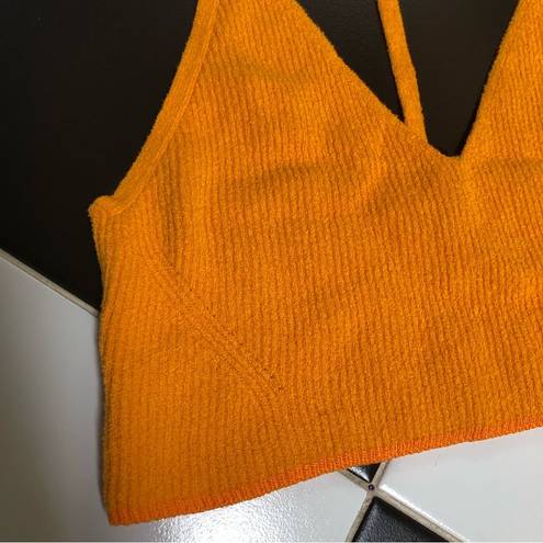 Rag and Bone  Soleil Ribbed Bra Crop Halter Top Cotton Marigold Orange-Yellow sz L