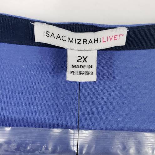 Isaac Mizrahi  Live Women's 2X Blue 3/4 Sleeve Flower Jewel Pins Blouse New