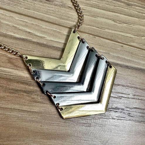 Madewell  | Gold Silver Gunmetal Chevron Pendant Necklace