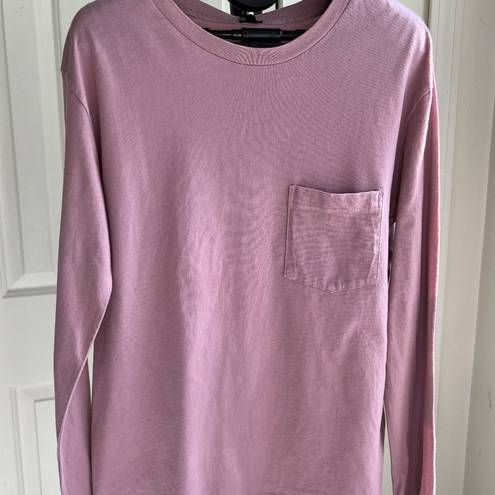 The Comfy Monrow Boyfriend Pocket Crew Tee Shirt Matte Pastel Pink, Size S