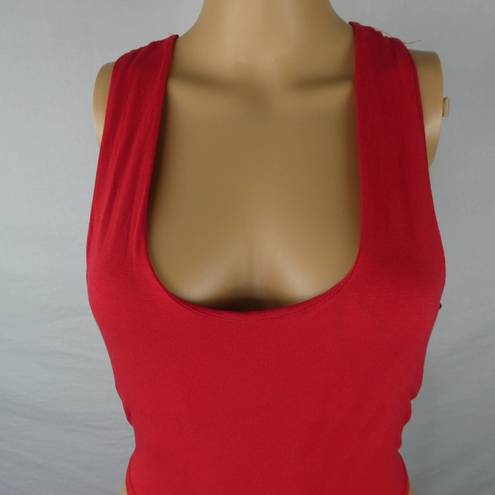 Missguided  Scoop Plunge Neck High Leg Red Bodysuit Snap Bottom Sexy Racy NWT 6