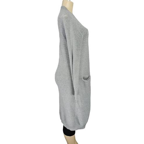 Chelsea 28 Sweater Womens Small Grey Open Knit Long Sleeve Cardigan Duster