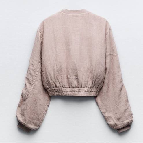 ZARA  Tan Linen/Cotton Bomber Jacket(Size Small)