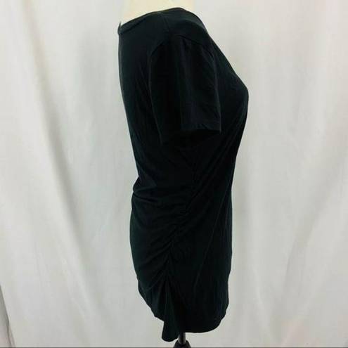 Liz Lange  Black V Neck Short Sleeve Ruched Sides Medium