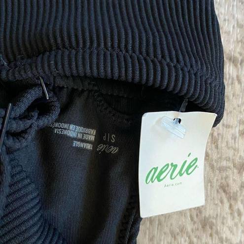 Aerie NWT  Black Ribbed Triangle Bikini Top