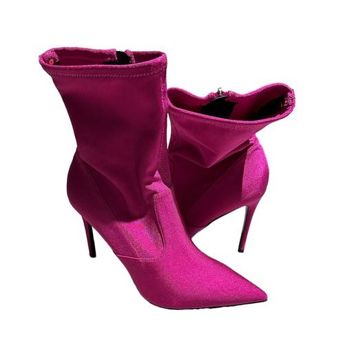 Guess NEW   Frita Ankle Boot Satin Fabric Fuchsia / Pink