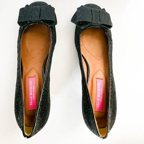 Isaac Mizrahi  Black Glitter Vivian Bow Pumps Size 6.5