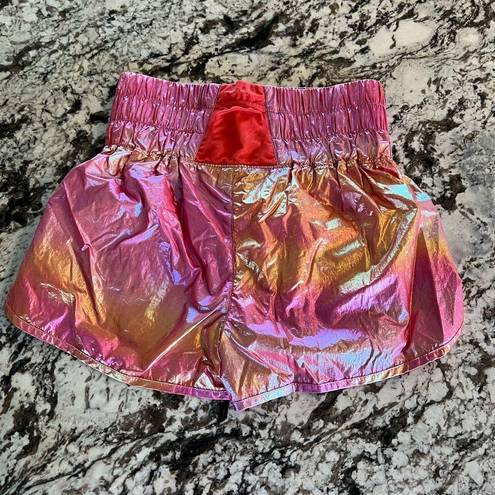 Free People  Movement The Way Home Shorts In Pink Rainbow Metallic Size Medium