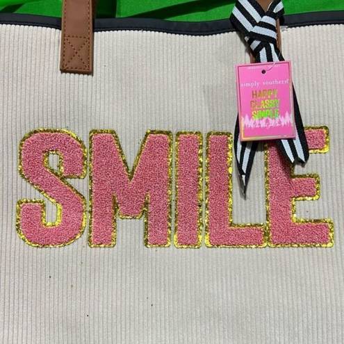 Simply Southern NWT  “Smile”‎ Corduroy Sparkle Tote Bag