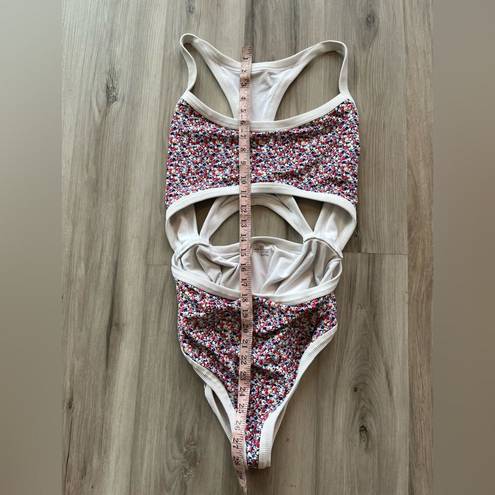 Aerie  XL Floral Red Blue White One Piece Swim Suit