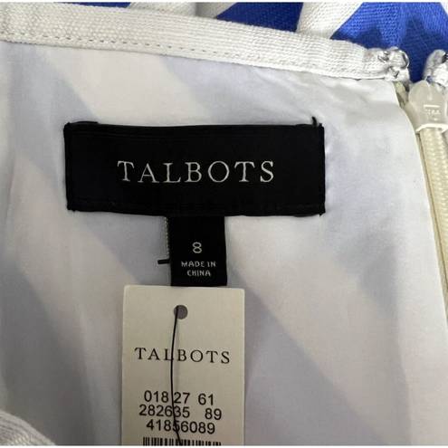 Talbots  Skirt Womens 8 Blue White Chevron A Line Pleated Midi Career Nautical