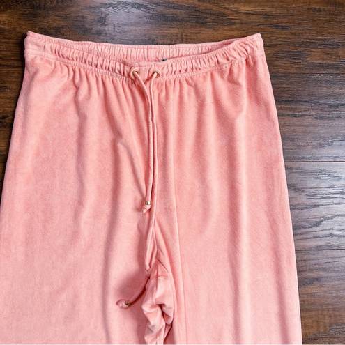 St. John  Sport • vintage pull-on faux suede pants peach coral wide leg leisure