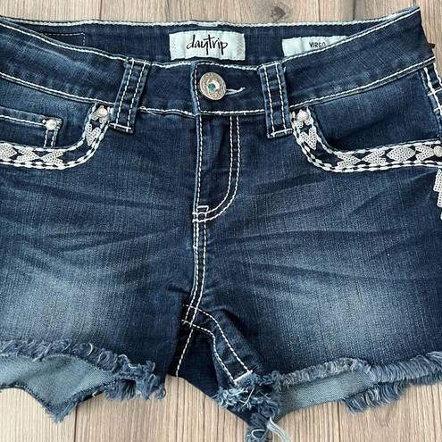 Daytrip  Buckle Virgo Cut Off Dark Wash Denim Shorts | Embellished | 27