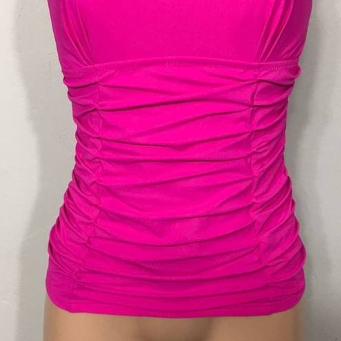 Gottex New. Pink  ruched tankini top. 32D. New