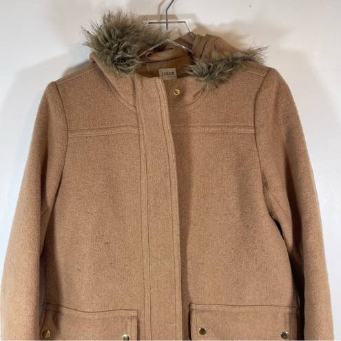 J.Crew  New Chateau Parka Wool Blend Coat Hooded Faux Fur Jacket Size 10