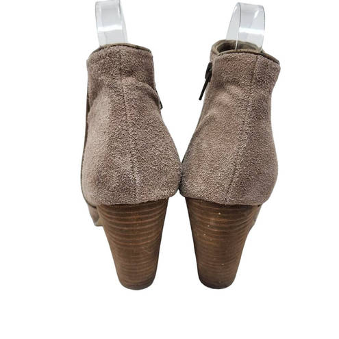 Ecote  Suede Inner Side Zip Closed Almond Toe Wedge Tan Ankle Booties Size 7.5