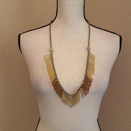 Coldwater Creek Signed  Long Yellow Bead Costume Necklace Adjustable Length