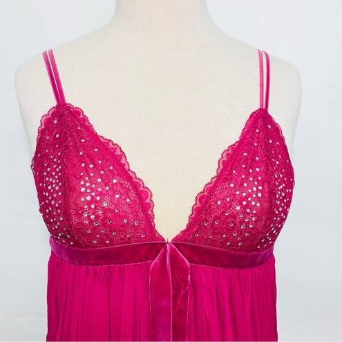 Victoria's Secret Victoria’s Secret pleated embellished bling rhinestone baby doll slip lingerie