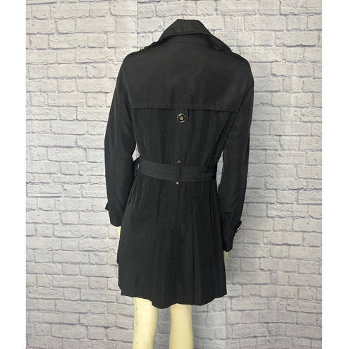 Croft & Barrow Kenneth Cole black trench coat with gold buttons and belt size medium