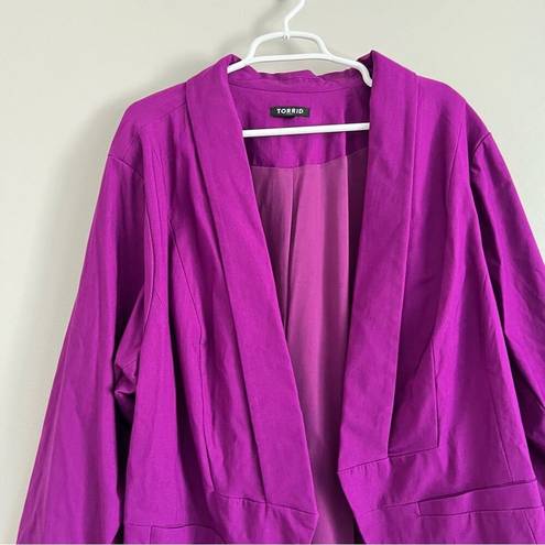 Torrid  Women’s Open Front Blazer Solid Bright Purple No Closure Work Jacket 4X