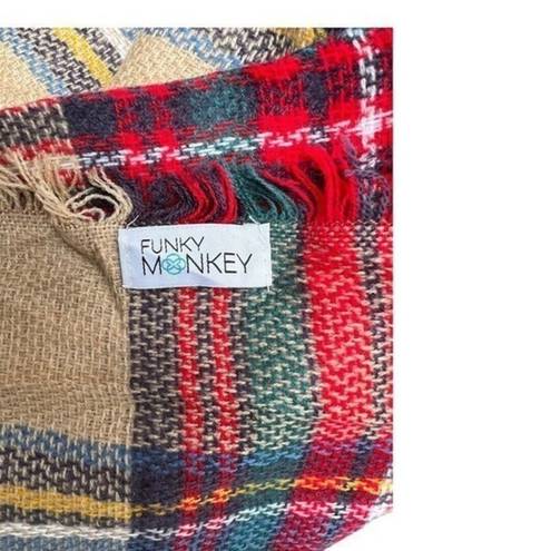 infinity Funky Monkey Women’s Plaid Fall Winter Blanket  Scarf‎ Wrap Tan Red New​