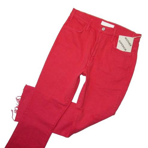 ma*rs NWT Mother Hustler Ankle Fray in  Red High Rise Bootcut Crop Jeans 30