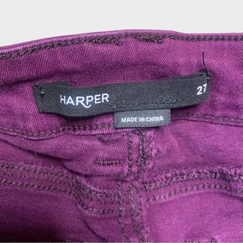 Harper Plum Purple Distressed Knee Raw Hem Skinny Jeans Womens Size 27