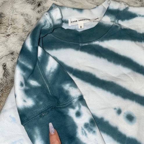 Good American 🆕 NWOT  | Cropped & Cool Tie Dye Sweatshirt | Orion Blue