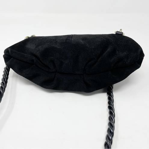 Anthropologie Black Suede Small Convertible crossbody clutch chain purse bag