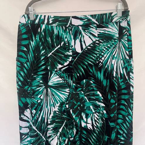 Krass&co D& Beach Pull-On Womens Pants Size LT Palm Branches Tropical Green Tall Beachy