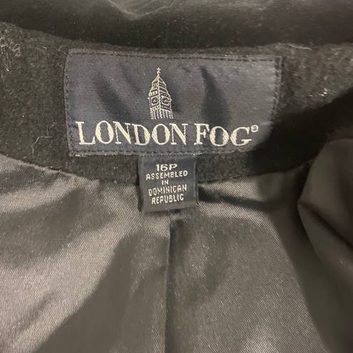 London Fog Vintage Hooded Wool Coat w/ Braided Trim Velvet Inner Lining Sz 16P