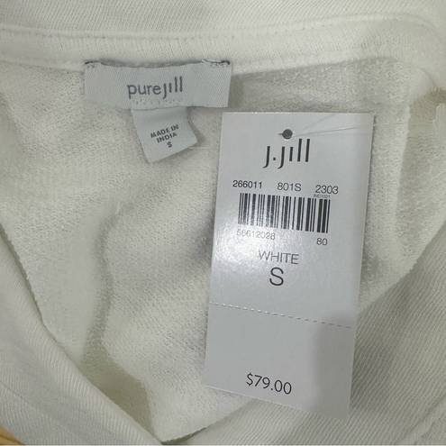 J.Jill  French Terry Slub V-Neck 3/4 Sleeve Top White Small New