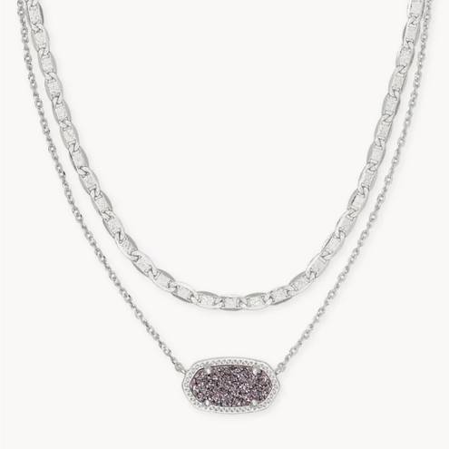 Kendra Scott  Elisa Silver Multi Strand Necklace in Platinum Drusy Herringbone