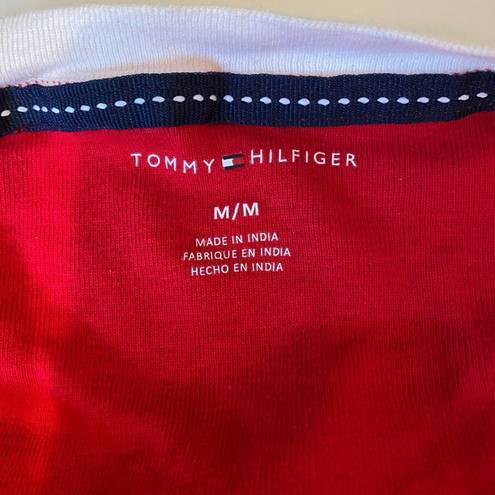 Tommy Hilfiger Red Retro PJ Henley Top Monogram Loungewear M