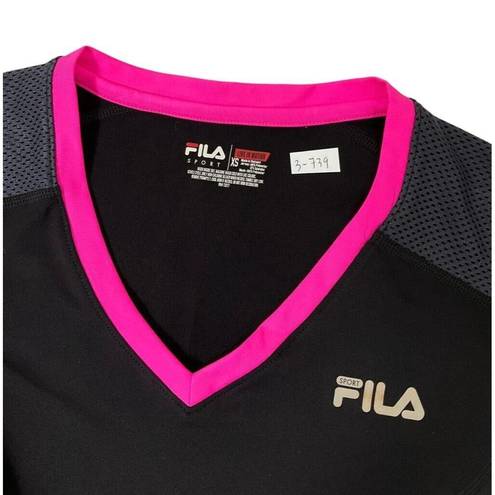 FILA  Sport Women Size XS Live In Motion T-Shirt Short Sleeve Black Sporty 3-739