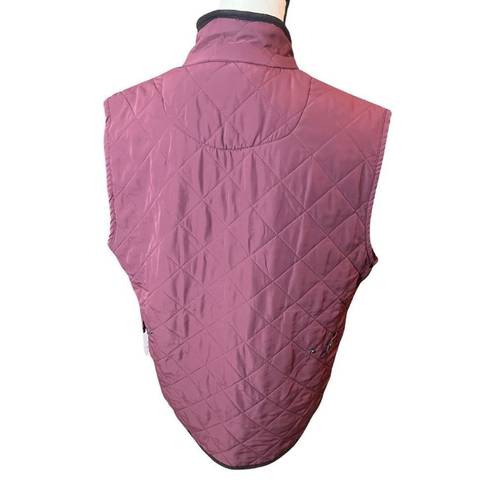 Magaschoni  Diamond Quilted Utility Maroon Full Zip Vest Sz M