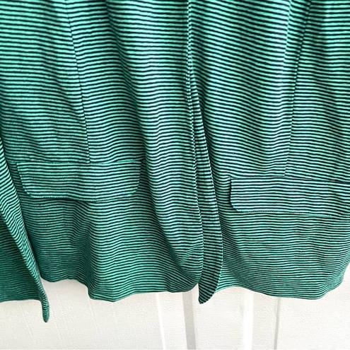 J.Jill NWT  Womens Blazer Jacket Green Blue Stripe Knit  Linen Blend Small