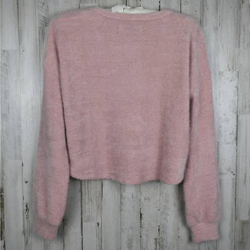 Hollister Soft & plush light pink mauve cropped Henley shirt top sz xsmall