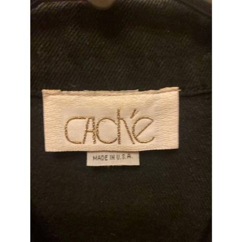 Cache Women's vintage  Black Denim Jacket With Gold Embellishment Size M