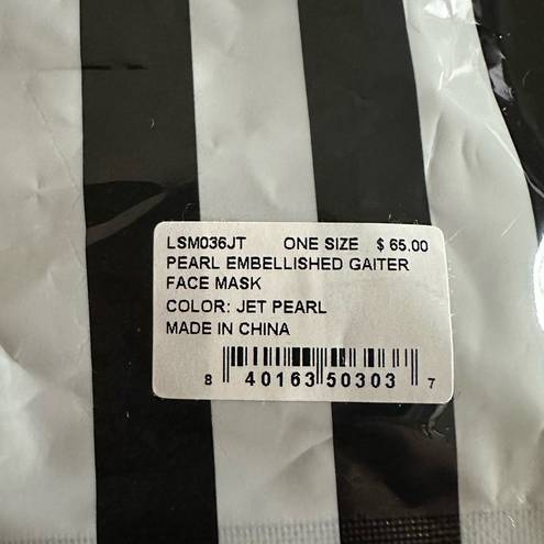 Lele Sadoughi  Jet Black Pearl Embellished Gaiter Face Mask NEW