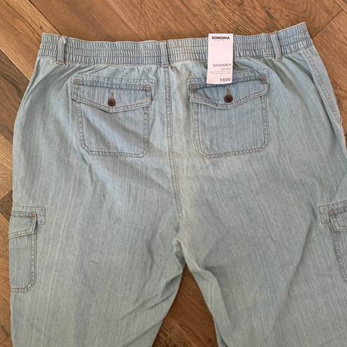 Sonoma NWT Skimmer Mid Rise Blue Denim Capri Jeans Size 16 W