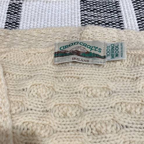 Aran Crafts 100% Merino Wool Cardigan Poncho Sweater Fringe Made In Ireland Size M