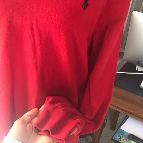 Polo  Ralph Lauren Red Mesh Button Up Long Sleeve