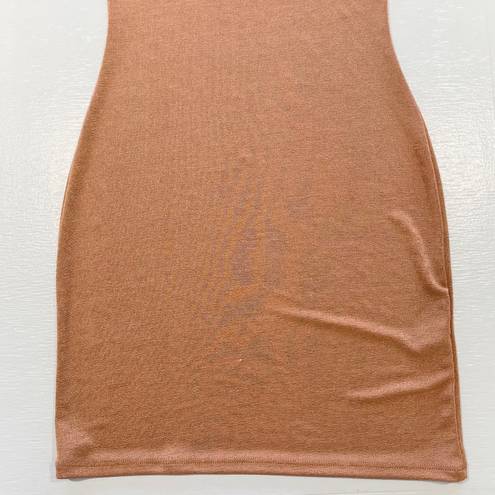 Pretty Little Thing Slinky Knit One Shoulder Strap Bodycon Dress Toffee Size 4