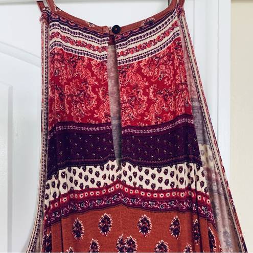 American Eagle Boho Festival Paisley Print Sundress High Neck Maxi Dress; Size M