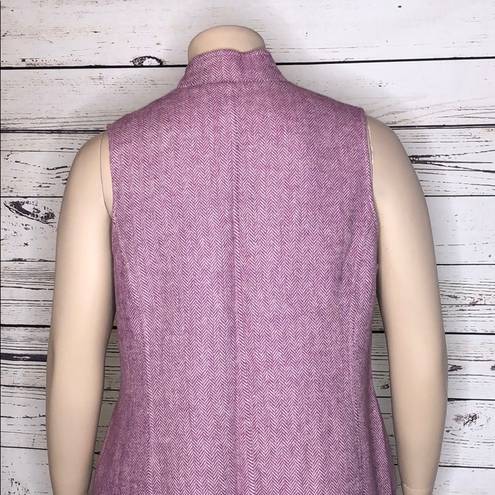 Coldwater Creek  Size 18W Purple White Herringbone Zip Up Wool Blend Vest Jacket